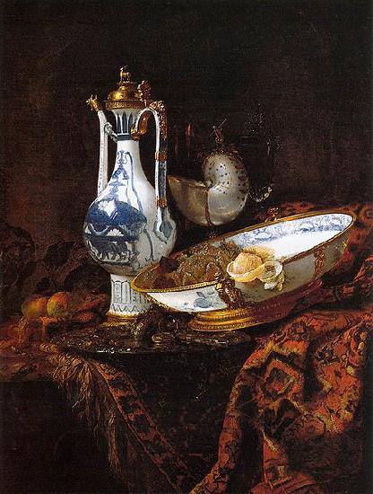 Willem Kalf Still-Life with an Aquamanile, Fruit, and a Nautilus Cup Sweden oil painting art